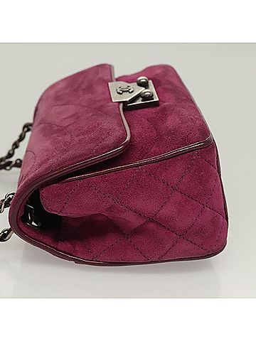 Chanel Flap Bag Burgundy Suede Shoulder Bag (view 2)