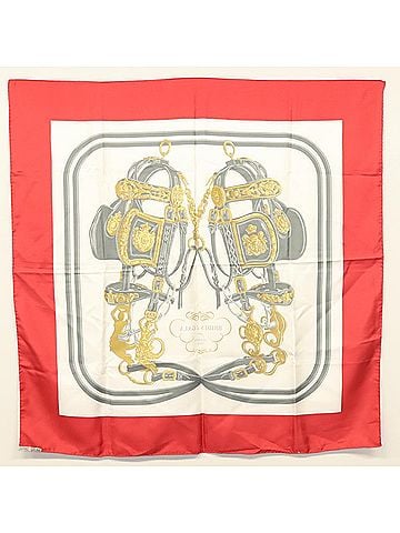 Hermès Carré 90 Red Silk Scarf (view 2)