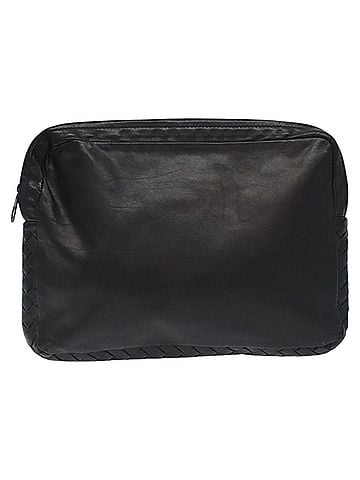 Bottega Veneta Intrecciato Black Leather Clutch Bag (view 1)