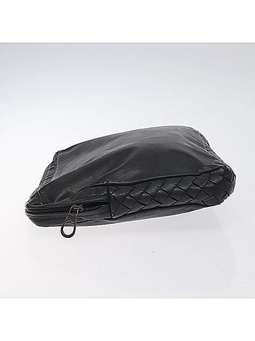 Bottega Veneta Intrecciato Black Leather Clutch Bag (view 2)