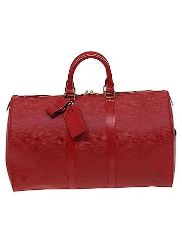 Louis Vuitton Keepall 45 Red Leather Travel Bag (view 1)