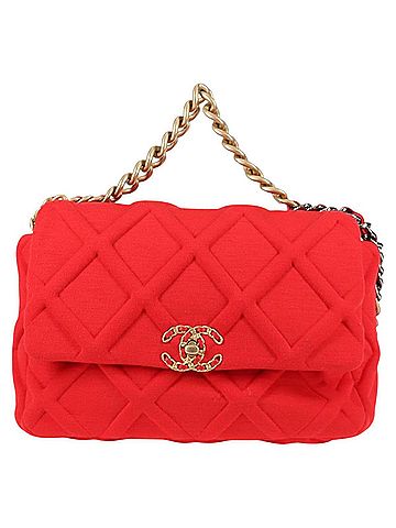 Chanel 19 Red Cotton Shoulder Bag (view 1)