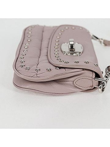 Miu Miu Studded Pink Leather Shoulder Bag (view 2)