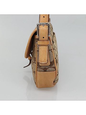 Coach Signature Beige Canvas Shoulder Bag (view 2)