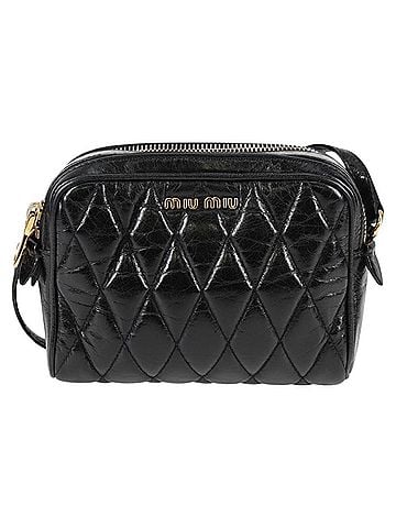 Miu Miu Matelassé Black Leather Shoulder Bag (view 1)
