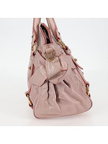 Miu Miu Vitello Pink Leather Handbag (view 2)