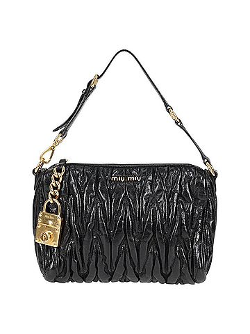 Miu Miu Matelassé Black Leather Handbag (view 1)