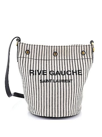 Saint Laurent Rive Gauche Bucket Bag Striped Canvas (view 1)