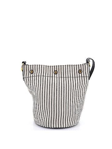 Saint Laurent Rive Gauche Bucket Bag Striped Canvas (view 2)