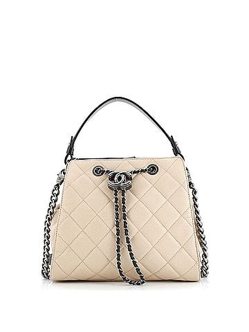Chanel Top Handle CC Drawstring Bucket Bag Quilted Caviar Small (view 1)