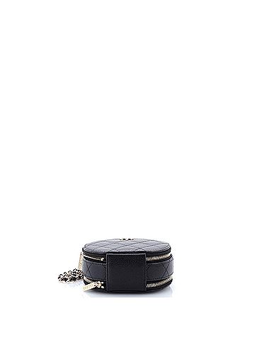 Chanel Handle with Care Round Vanity Case with Chain Quilted Caviar Small (view 2)