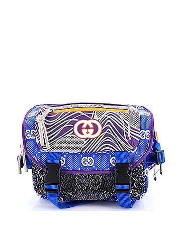 Gucci Buckle Flap Chest Strap Backpack GG Fabric with Rubber (view 1)