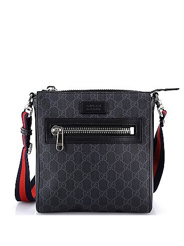 Gucci Web Strap Front Zip Messenger Bag GG Coated Canvas Small (view 1)