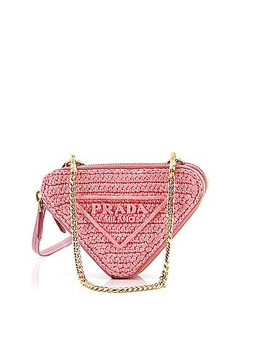 Prada Triangle Logo Zip Around Shoulder Bag Raffia and Leather Mini (view 1)