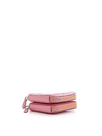 Prada Triangle Logo Zip Around Shoulder Bag Raffia and Leather Mini (view 2)