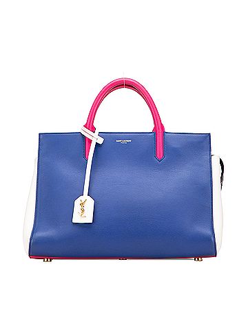 Saint Laurent Medium Smooth Tricolor Calfskin Cabas Rive Gauche Satchel (view 1)