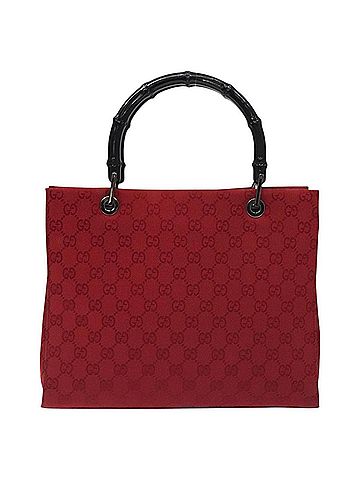 Gucci Bamboo Red Canvas Tote Bag (view 1)