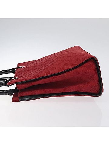 Gucci Bamboo Red Canvas Tote Bag (view 2)