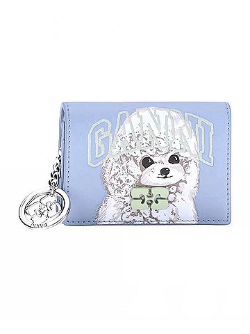 Ganni Women's Blue Poodle Bou Card Holder With Flap (view 1)