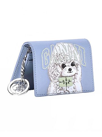 Ganni Women's Blue Poodle Bou Card Holder With Flap (view 2)