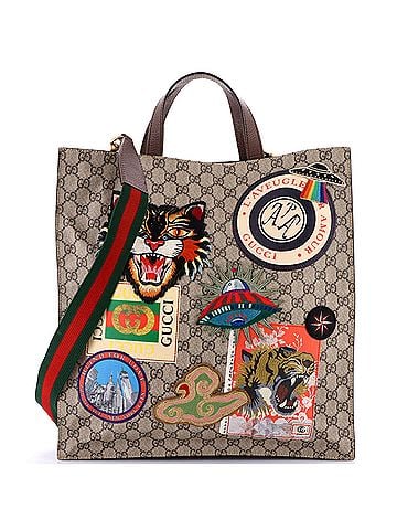 Gucci Courrier Convertible Soft Open Tote GG Coated Canvas with Applique North South (view 1)
