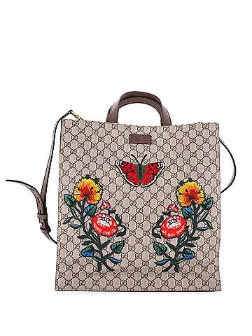 Gucci Convertible Soft Open Tote Embroidered GG Coated Canvas Tall (view 1)