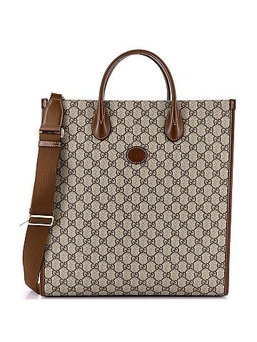 Gucci Vertical Structured Top Handle Open Tote GG Coated Canvas Medium (view 1)