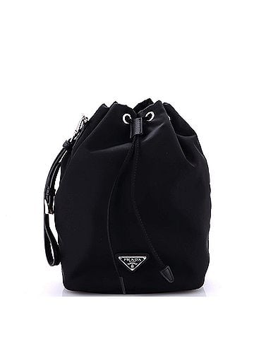 Prada Drawstring Wristlet Bucket Bag Tessuto Small (view 1)