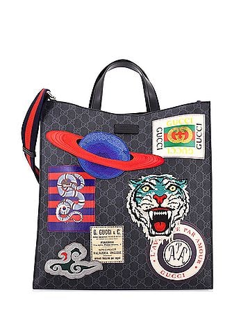 Gucci Courrier Convertible Soft Open Tote GG Coated Canvas with Applique North South (view 1)