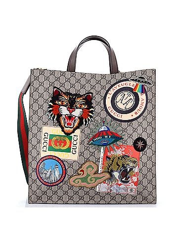 Gucci Courrier Convertible Soft Open Tote GG Coated Canvas with Applique North South (view 1)