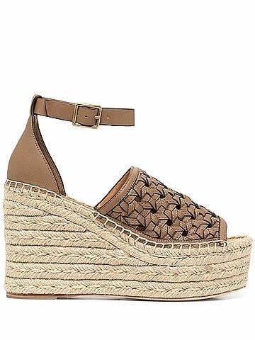 Tory Burch Basketweave Calfskin Wedge Espadrille Sandal (view 1)
