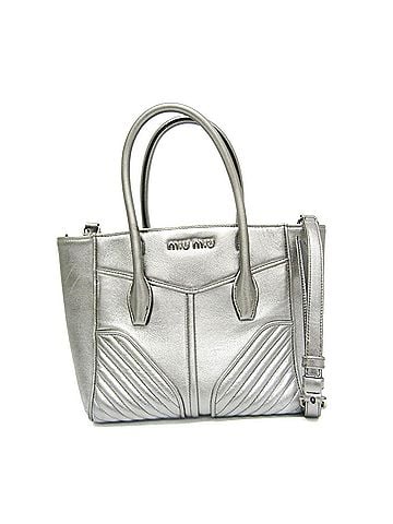 Miu Miu Miu Miu NAPPA BIKER 5BA145 Women's Leather Handbag,Shoulder Bag Silver (view 1)