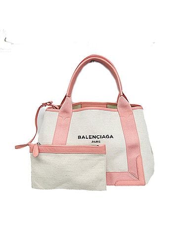 Balenciaga Balenciaga Navy Cabas S 339933 Women's Canvas,Leather Handbag Light Pink,Off-white (view 1)