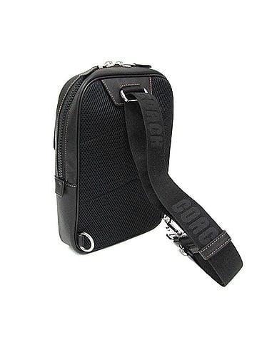 Coach Coach Track Pack With Tartan Plaid Print CC029 Men's Leather,PVC Sling Bag Black,Red Color (view 2)