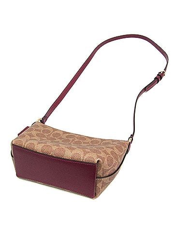 Coach Coach Signature Horse And Carriage Zip Top CX606 Women's Leather,PVC Shoulder Bag Beige,Brown,Purple (view 2)