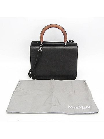 Max Mara Max Mara Wooden Handle Flap Bag Women's Leather,Wood Handbag,Shoulder Bag Black (view 2)
