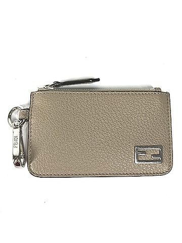 Fendi FENDI 7M0343 Two-Tone Logo Card Case, Coin Purse, Wallet, Fragment Leather, Women's, Beige (view 1)