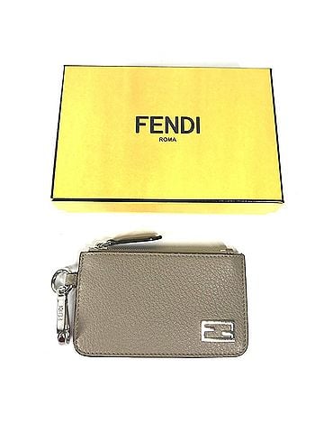 Fendi FENDI 7M0343 Two-Tone Logo Card Case, Coin Purse, Wallet, Fragment Leather, Women's, Beige (view 2)