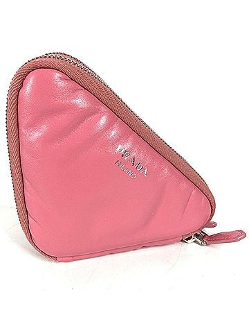 Prada PRADA Prada Chain Double Triangle Logo Plate 3-Way Pochette Pouch Shoulder Bag Leather Women's Pink (view 2)