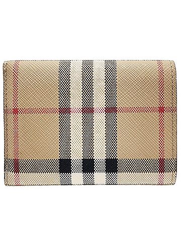 Burberry Burberry Check Trifold Wallet, PVC Leather, Beige, Black, BURBERRY Double Wallet AANN-15824 (view 2)