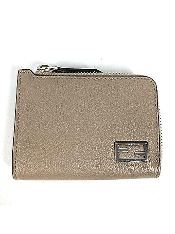 Fendi FENDI 7M0330 Fragment Case Wallet, Logo L-Shaped Zipper Coin Purse, Leather, Men's, Beige (view 1)