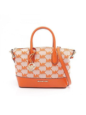 Michael Kors Michael Kors Hyde Signature Small Satchel Crossbody Handbag in Canvas and Leather, Orange (view 1)