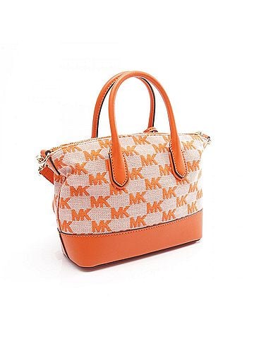Michael Kors Michael Kors Hyde Signature Small Satchel Crossbody Handbag in Canvas and Leather, Orange (view 2)