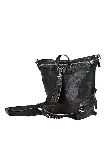 MCM MCM logo plate backpack in black leather for women (view 2)