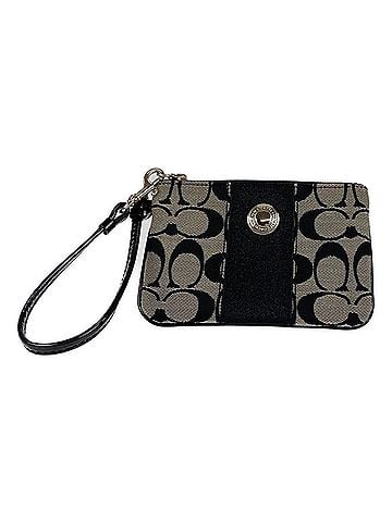 Coach COACH Signature Black Silver Canvas Accessory Pouch Wristlet for Women (view 1)