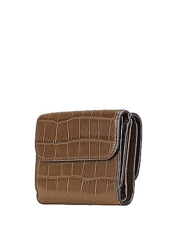 Chloé Chloé Chloe Crocodile Embossed Tri-fold Wallet Brown Leather Women's (view 2)