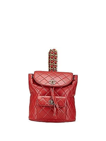 Chanel Chanel Matelasse Coco Mark Backpack Red Lambskin Women's CHANEL (view 1)