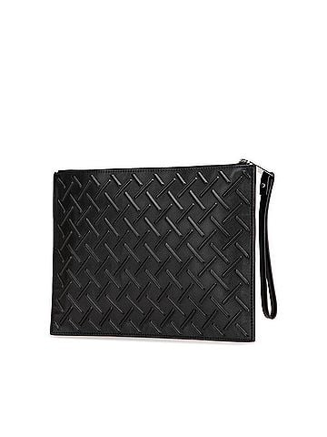 Bottega Veneta Bottega Veneta embossed intrecciato clutch bag/second bag in black leather for men. (view 2)