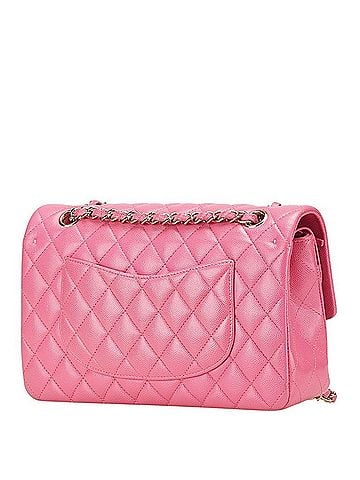 Chanel CHANEL Coco Mark Matelasse 25 Double Flap Chain Shoulder Bag in Pink Caviar Leather with Gold Hardware, Women's (view 2)