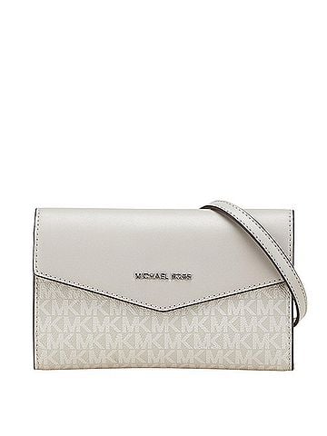 Michael Kors Michael Kors MK Signature Charlotte Tote with Clutch Bag and Shoulder Set, 2-Way, Gray PVC Saffiano Leather, Women's (view 1)
